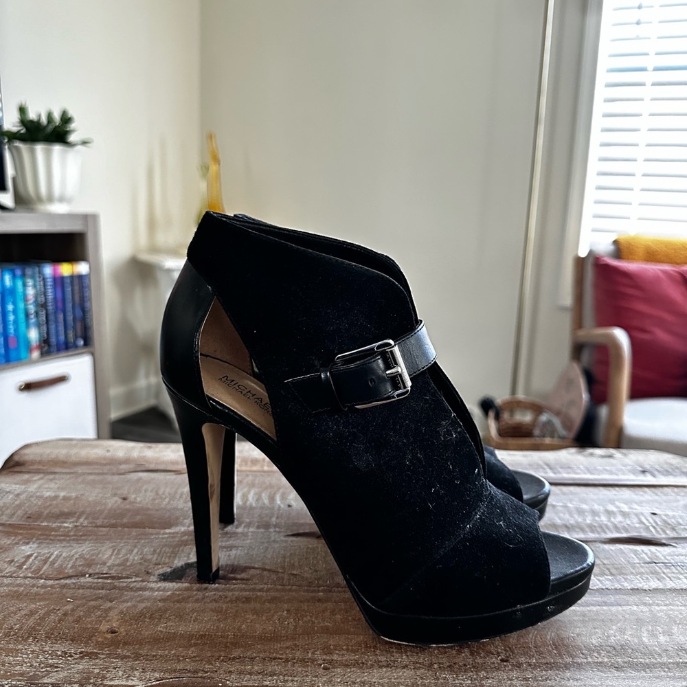 Michael Kors Black Peep-Toe Heels, Size 8M